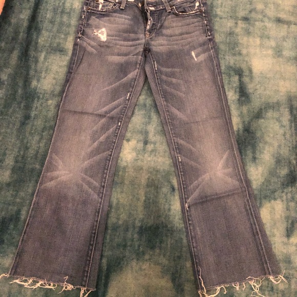 7 For All Mankind Denim - 7 for all mankind Y2K distressed bootcut crop jeans 28